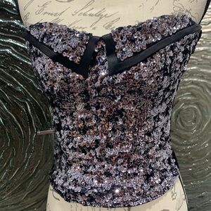 Bebe Sequin Strapless Top Size S